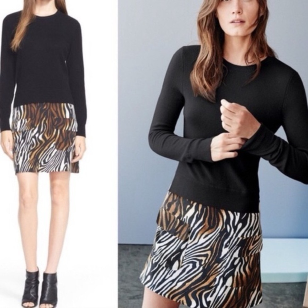 Equipment Shirley Layered cashmere silk dress animal print size L